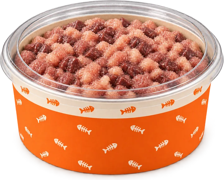 A pack of Chicken & Liver raw food for cats