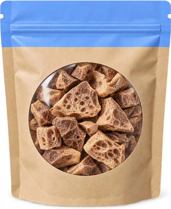 A pouch of lamb lung puffs