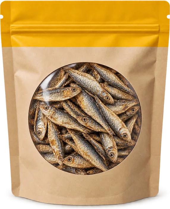 A pouch of sardine crisps